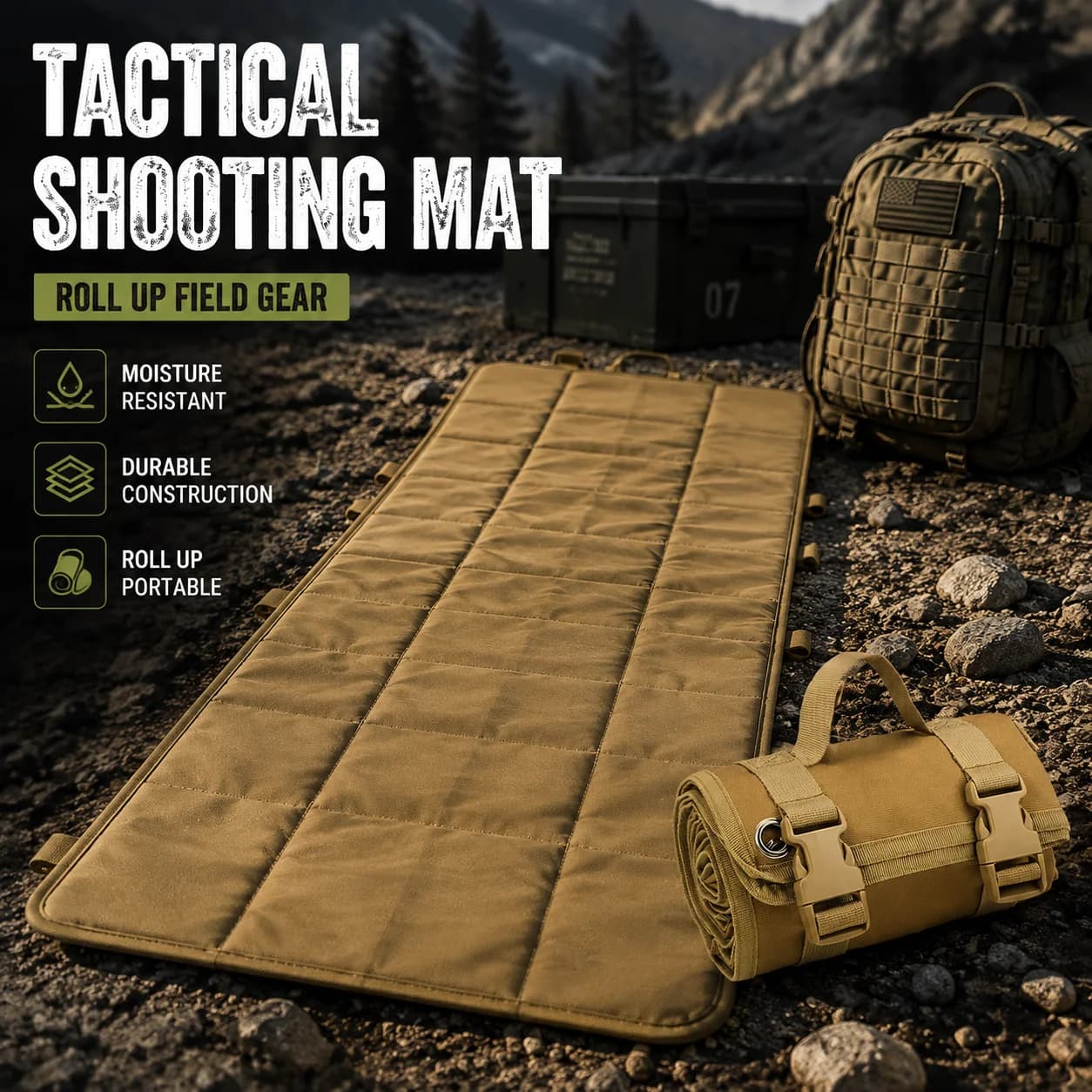 Outdoor Shooting Mat Portable Folding Ground Pad Moisture Resistant Camping Hiking Training Mat
