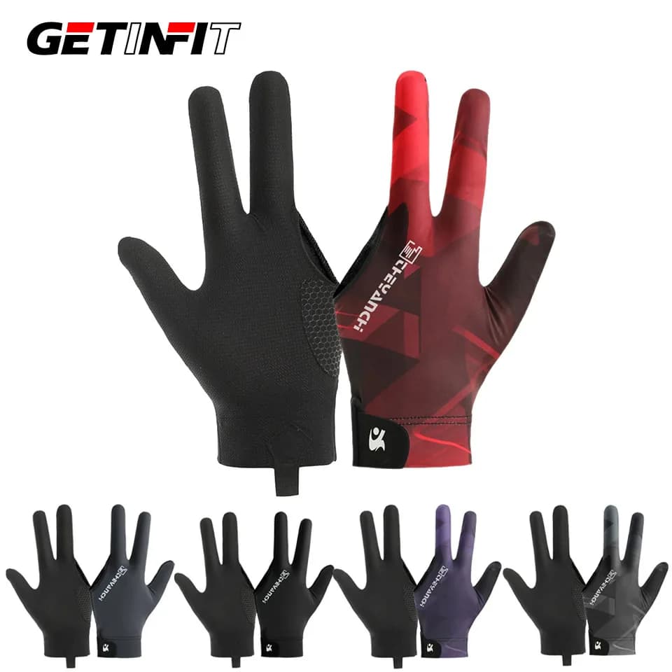 GETINFIT Guanto da Biliardo Traspirante a Dita Lunghe, Design Antiscivolo, per Snooker e Pool, Migliora il Controllo e il Comfort