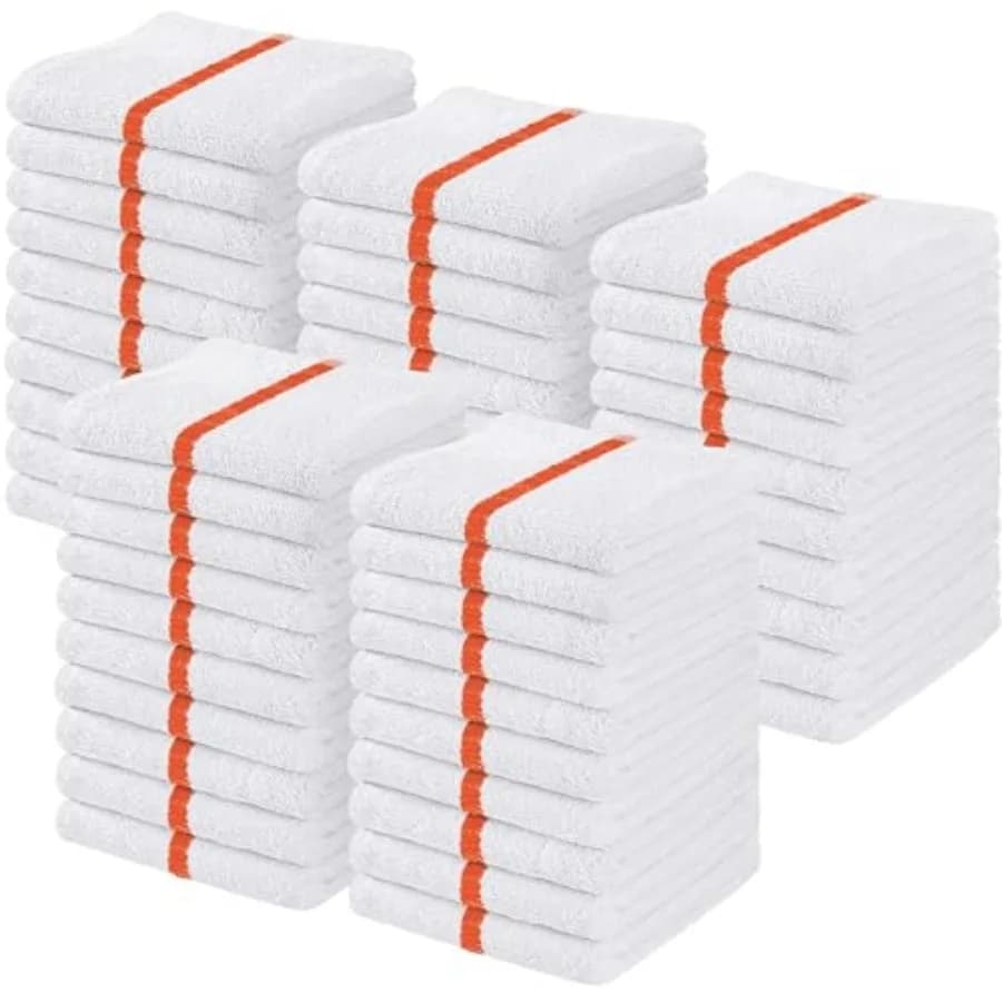 Asciugamani da Bar per Cucina, Confezione da 50, 16x19 Pollici, 100% Cotone, Altamente Assorbenti, Panni per Pulizia a Rapida Asciugatura, Stracci in Spugna per Bar e Cucina