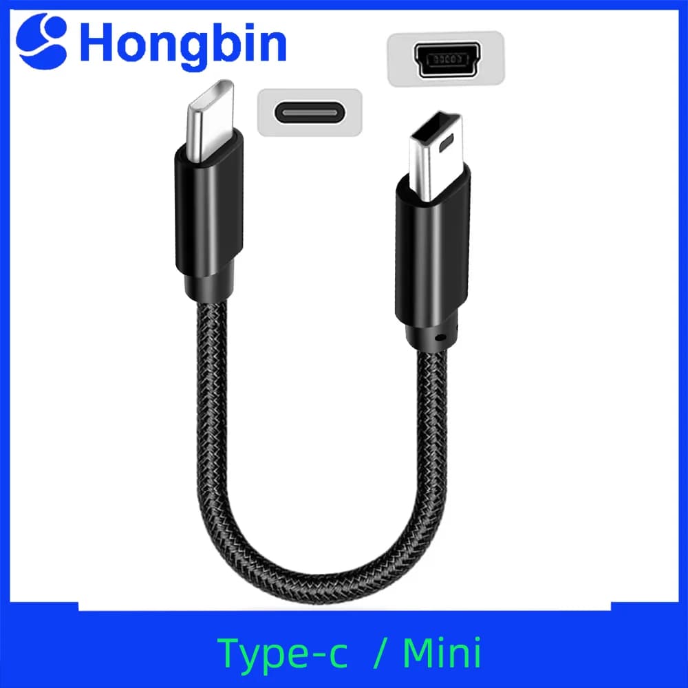Type C to Mini USB cable Ultra short USB C to USB mini-5pin charging data cable cord for MP3 MP4 GPS Camera Dash Cam HERO 3+