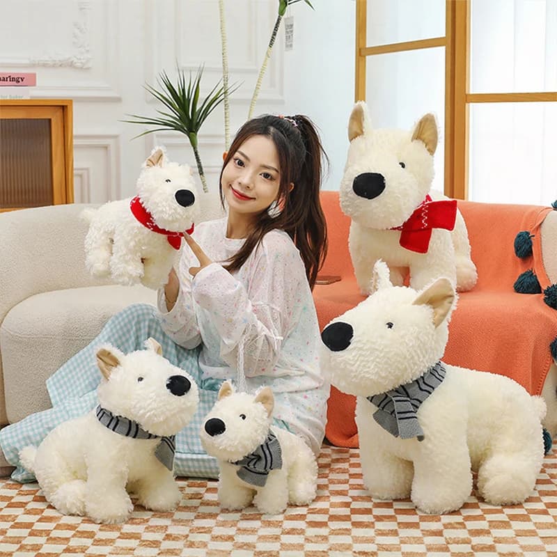 Kawaii Westie Dog Peluche Bambola di pezza Cute Kids Compleanno Regalo di Natale per ragazze Giocattolo animale morbido all'ingrosso per bambini