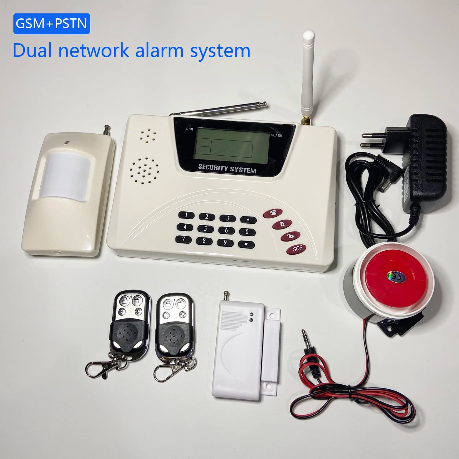1Set Sistema di Allarme Antifurto di Sicurezza GSM PSTN Doppia Rete 433Mhz Telecomando Senza Fili Rilevatore di Movimento PIR Sensore di Porta Aperta