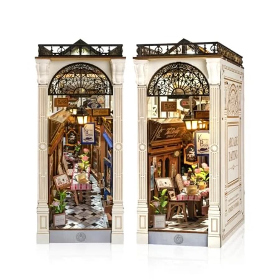 Kit Fai-da-Te Book Nook per Adulti, Scena di Strada Europea in Miniatura, Puzzle 3D in Legno con Illuminazione LED