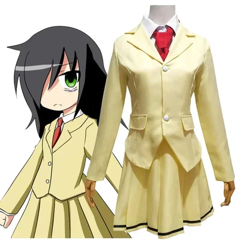 2026 Lovely Yellow Jk Skirt Uniform Outfits Halloween Carnival Party Suit Anime WataMote Tomoko Kuroki Cosplay Costume Women