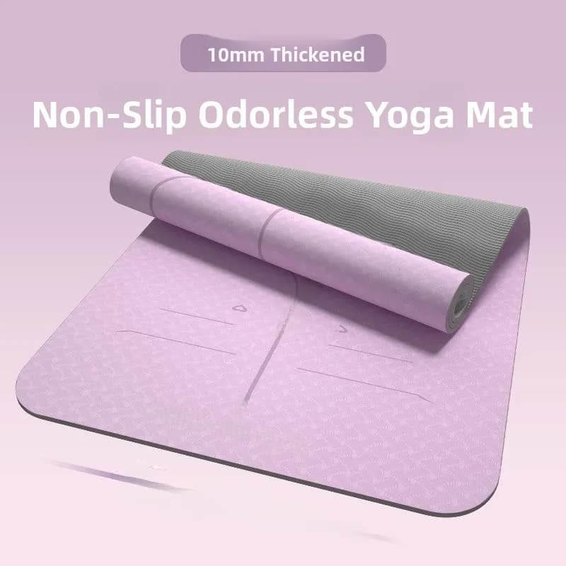 Tappetino Yoga in TPE Spesso per Principianti, Largo e Lungo, per Uso Domestico, Sport Indoor, Fitness, Danza Femminile, con Superficie in PU
