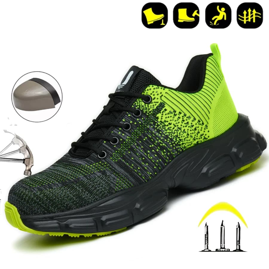 Scarpe antinfortunistiche da donna con testa in acciaio, a prova di smash, con penetrazione del pugnalata, leggere, nere pure, semplici, scarpe da lavoro da donna