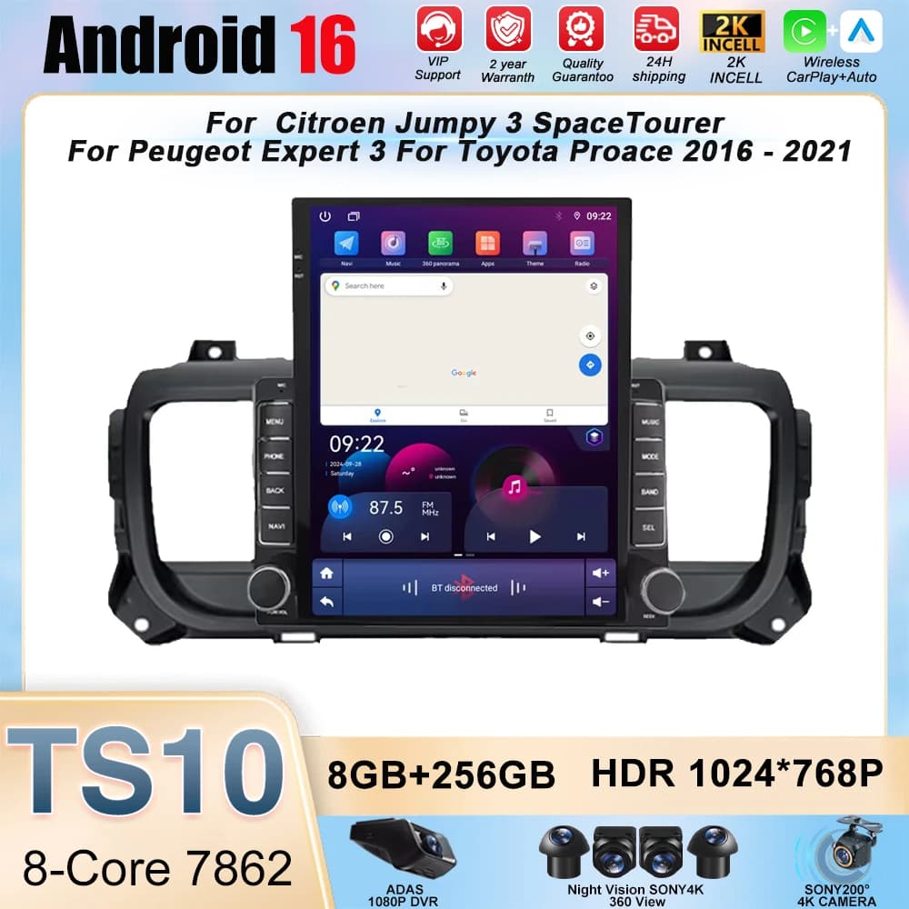 Car Video For Citroen Jumpy 3 SpaceTourer For Peugeot Expert 3 For Toyota Proace 2016 - 2021 Android GPS Multimedia Navigation
