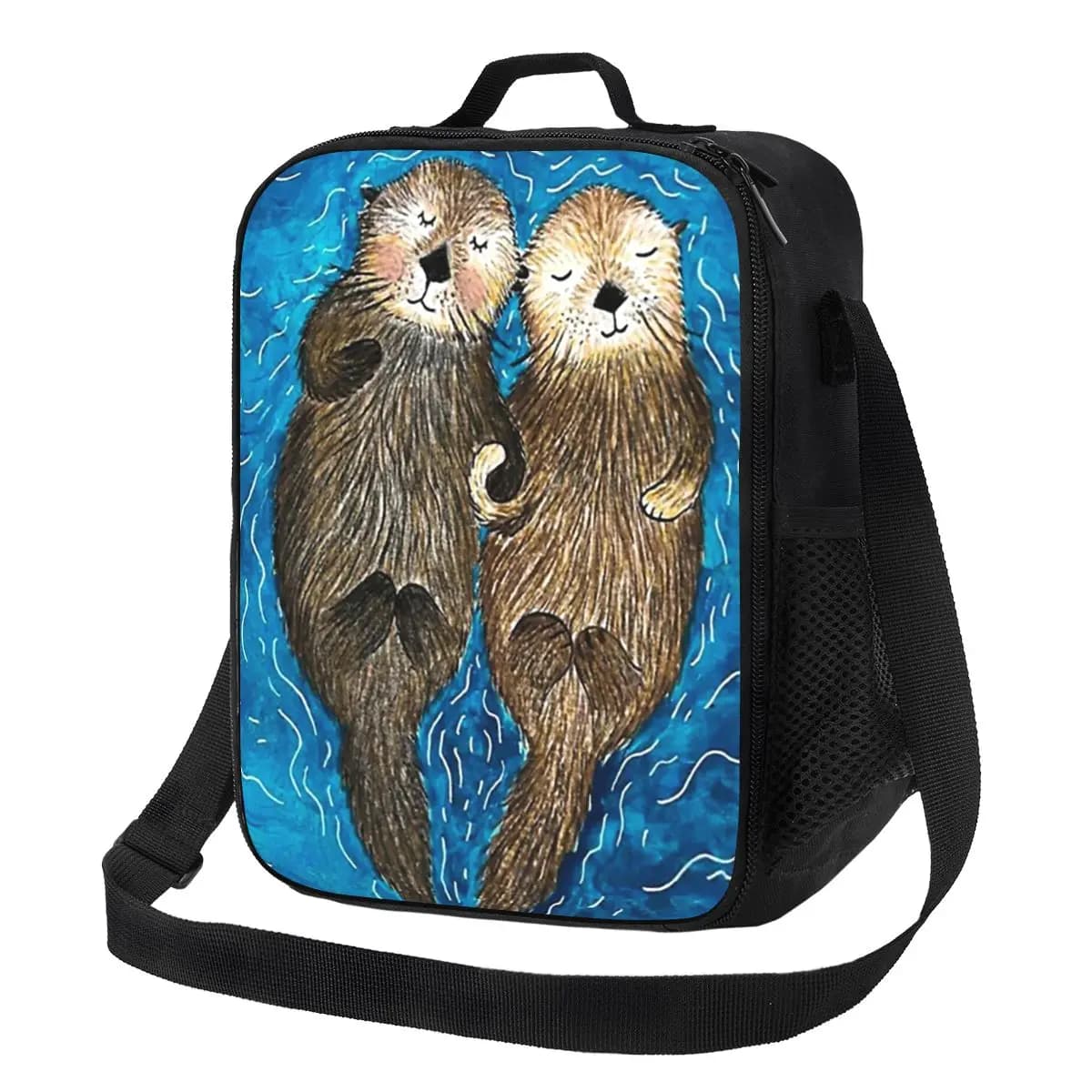 Otter CUTE SLEEP Insulated Lunch Bag for Women Bento Conservation Food Boxes Portable Container Heat Container for Lunch Tote