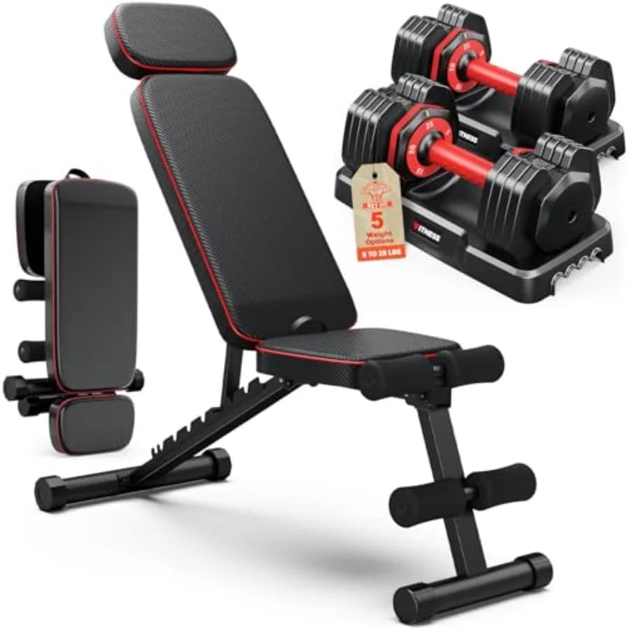 Set di manubri regolabili (2 pezzi) con pesi regolabili manuali e panca da allenamento, set di pesi da 25-55-80 libbre per palestra domestica S