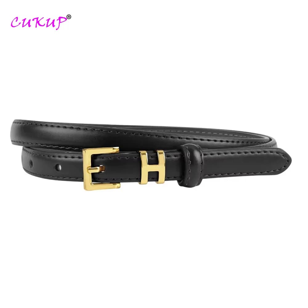 Cinture con fibbia ad ardiglione in vera pelle per donna larghe 1.4cm