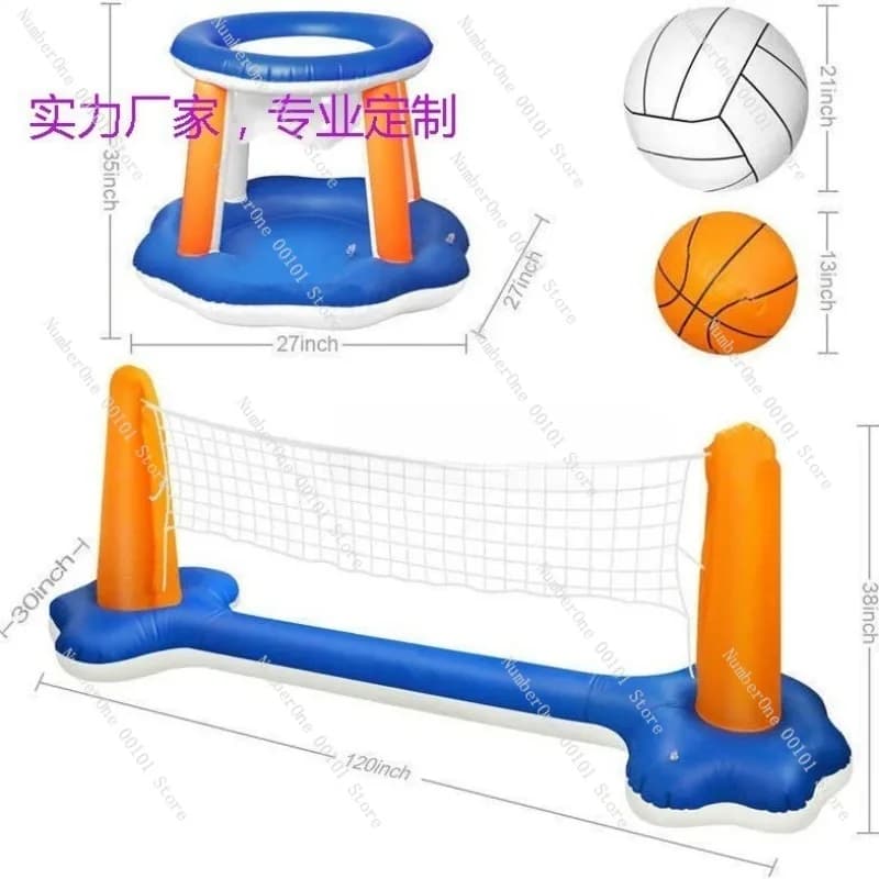 Basketball set with volleyball support, leisure toys for water sports, multifunctional volleyball support and basketball basket for fun