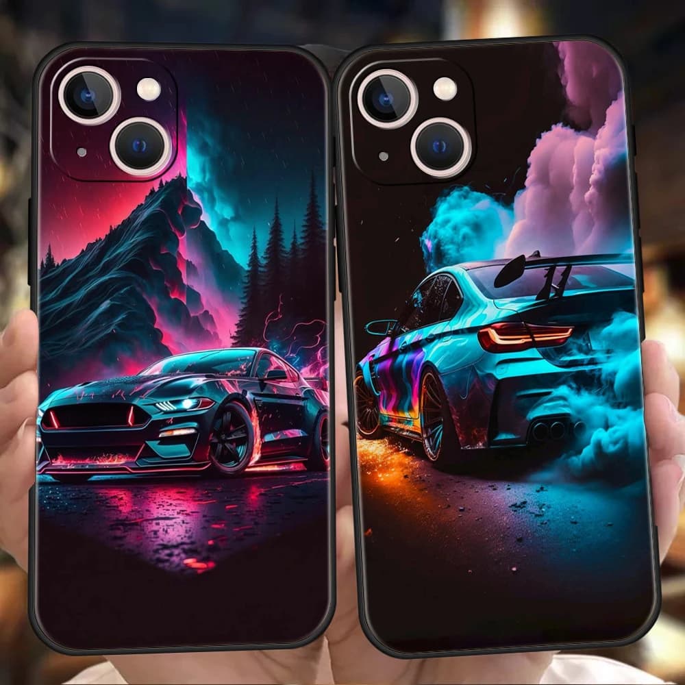 Nuova custodia per telefono a forma di auto sportiva per iPhone 16 15 14 13 12 11 Pro Max 7 8 Plus XR XS Custodia morbida in silicone Fundas Shell Capas
