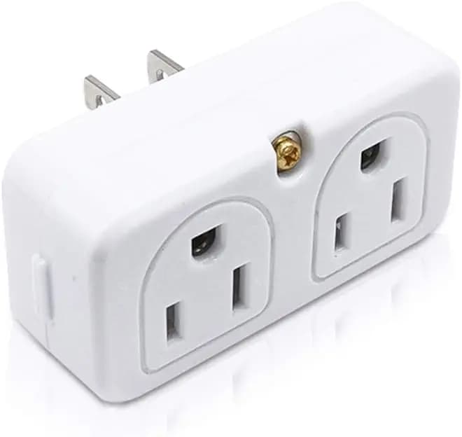 Mini 4-Outlet Wall Plug Extender, 2-Prong Adapter for Travel & Home, 125V/15A