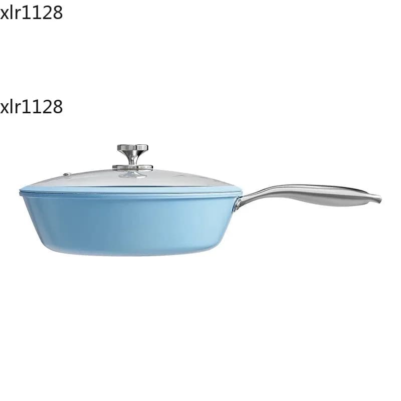 Padella Antiaderente in Ceramica Blu, Utensile da Cucina Compatibile con Tutti i Tipi di Fornelli
