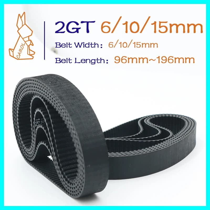 2GT Larghezza della cinghia 6/10/15mm GT2 Cinghia dentata ad anello chiuso Perimetro in gomma 96mm ~ 196mm Parti della cinghia della stampante 3D Cinghia sincrona di temporizzazione