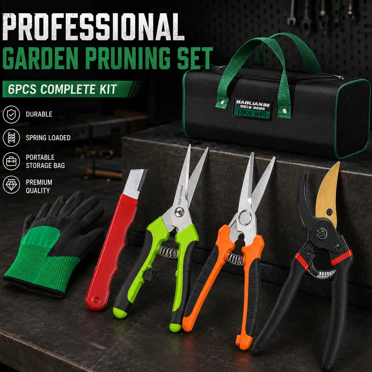 Professional Labor-Saving Pruning Shears Gardening Scissors Set with Storage Bag For Fruit Tree Pruning Flower Branch Cutting