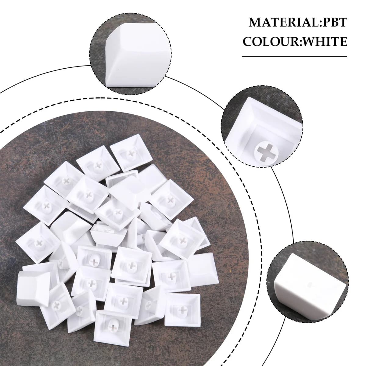 SCLS 37 pezzi PBT Keycap DSA 1U Keycaps per Cherry MX Set di copritasti personalizzati per tastiera meccanica da gioco Keybord, bianco