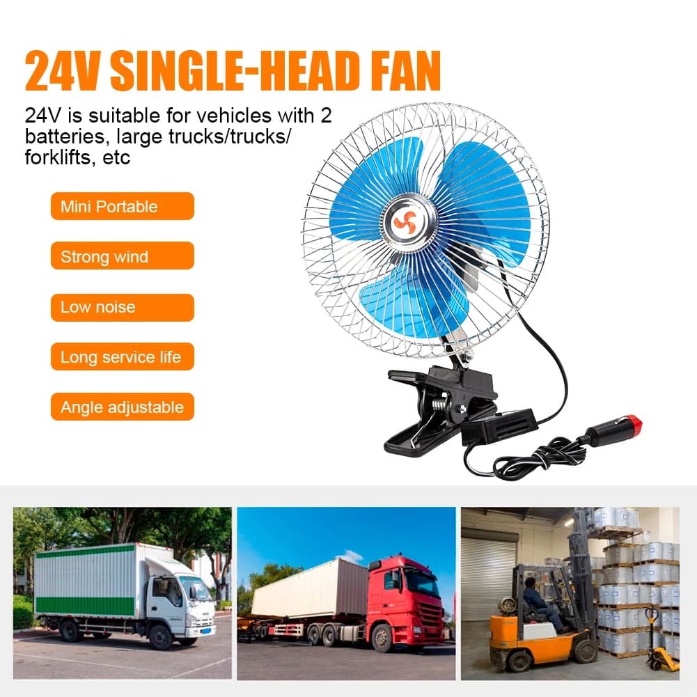 Ventilatore Oscillante per Auto 12/24V con Protezione Metallica, Ventilatore Portatile per Auto, Potente Raffreddatore Estivo per Camion e Veicoli, Ventilatore ad Aria Forte
