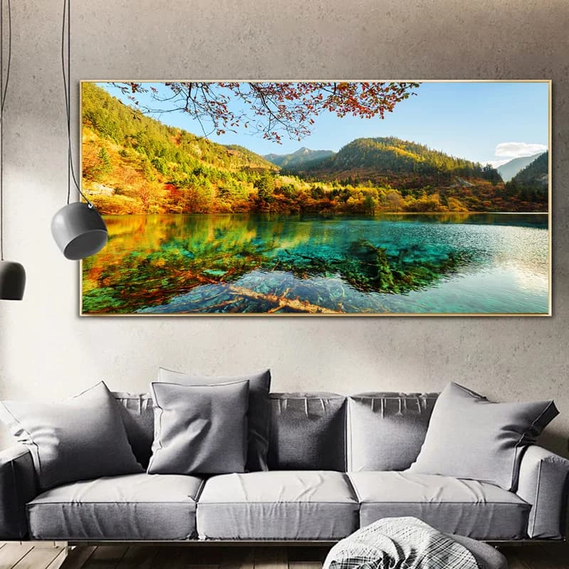 Posters and prints of natural landscapes Lake landscape Painting on canvas Wall image for living Modern domestic decoration SENZA FRAME