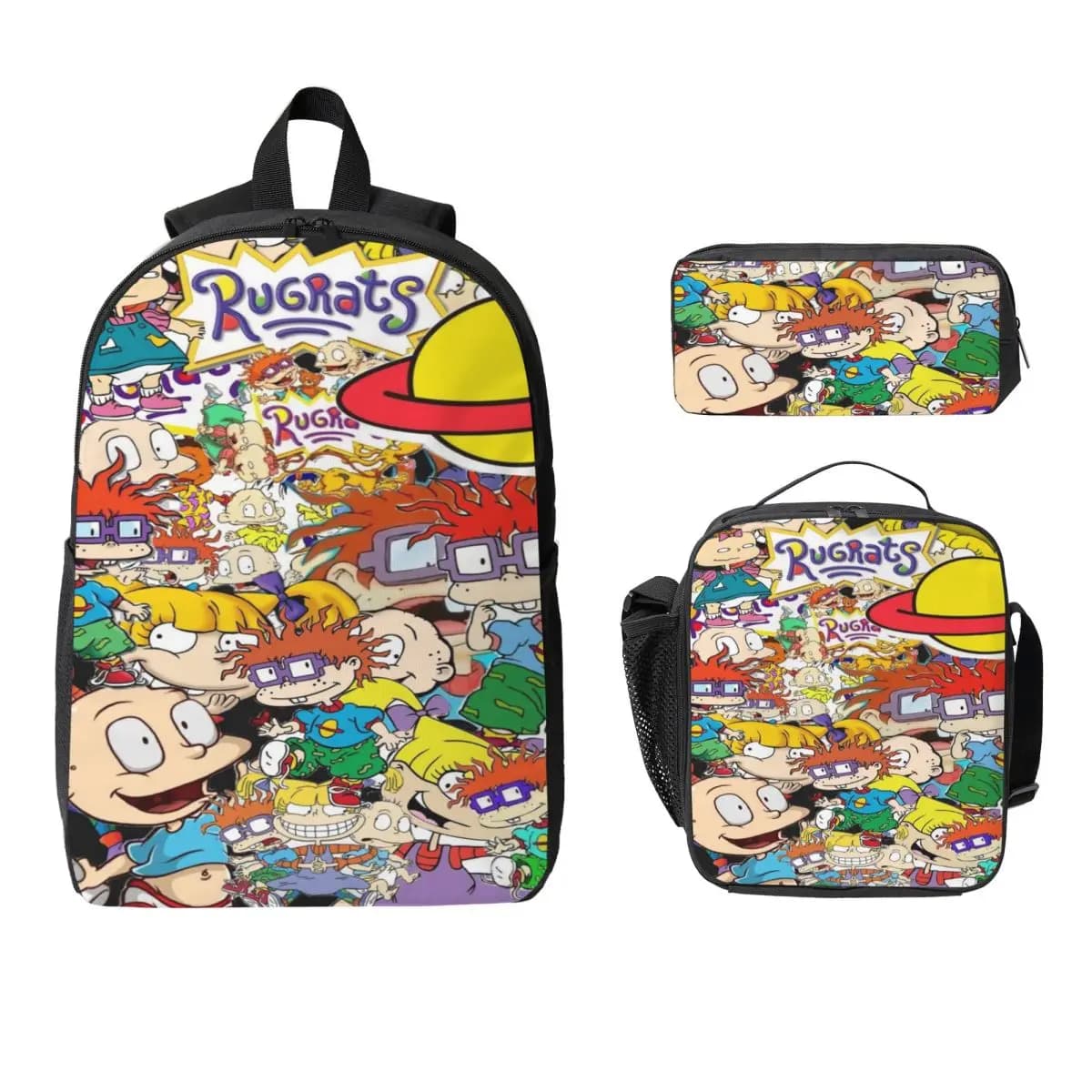 3Pcs Rugrates Chuckie Finster Theme School bags Set for Boy Girl Pencil Boxes Backpack Sets with Lunch Box For Students Knapsack