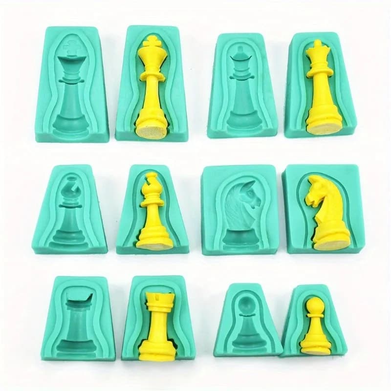 12 pz/set 3D scacchi stampo in Silicone stampo per torta stampo da forno creativo scacchi intrattenimento stampo per torta creativo