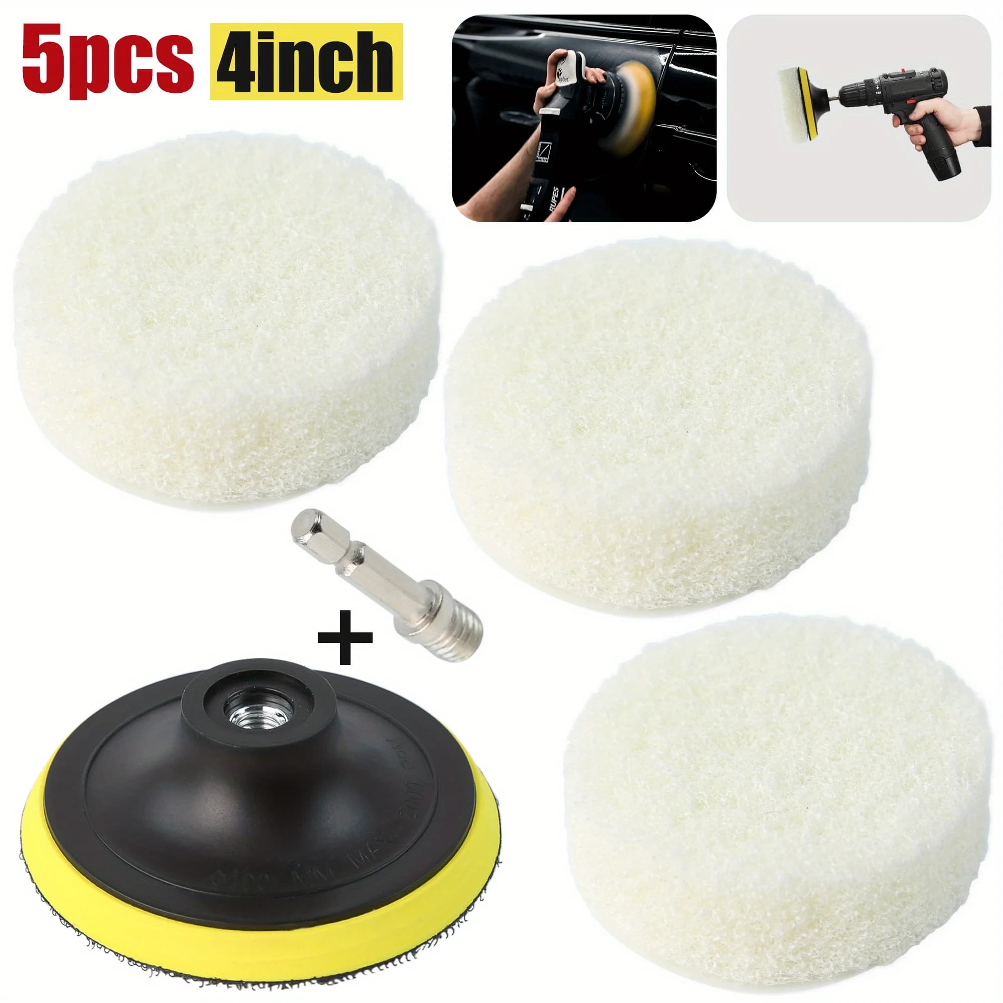 5PCS 4 pollici Auto Lucidatura Ceretta Lucidatura Ruota Pad Auto Lucidatore Kit per Auto Trapano Connettore Auto Vernice Cura Auto-styling