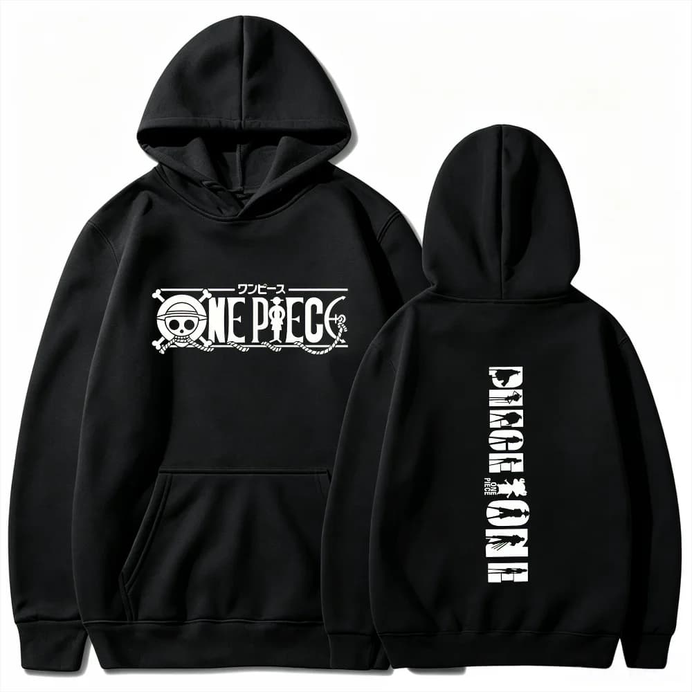 Bandai One Piece Mens Hoodie Japanese Anime Style Sweatshirt High Quality Fleece Pullover Warm Casual Streetwear Autumn Winter