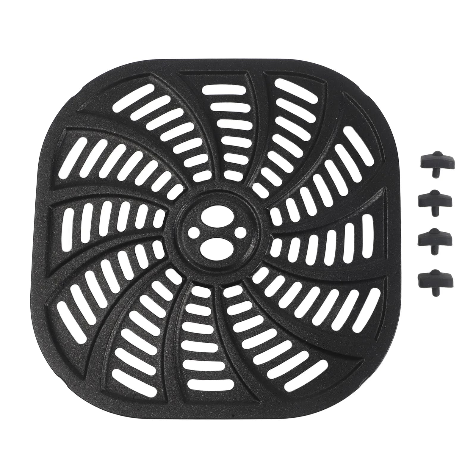Round Air Fryer Crisper Plate Air Fryer Grill Plates With 4 Rubber Bumpers Air Fried Cooker Barbecue Dish 21cmx20.5cm