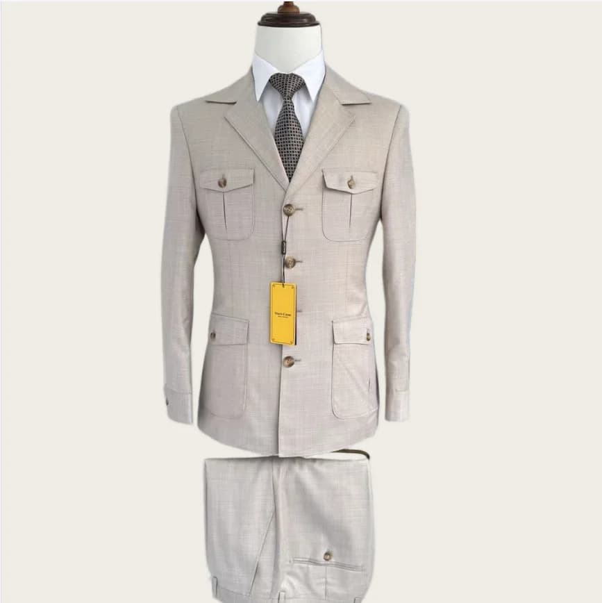 Mophiel Casual Men's Suits 2 Piece Safari Wedding Outfit Suit for Men Tuxedo Daily Wear Business Office Blazer Pants Customized