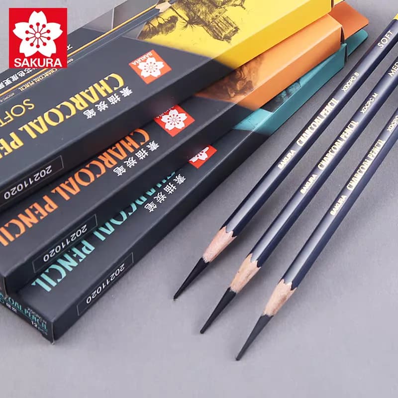 SAKURA Sketching Pencils Soft/Medium/Hard Charcoal for Art Student Sketching Natural Wood Not Easy To Break Examination Specific