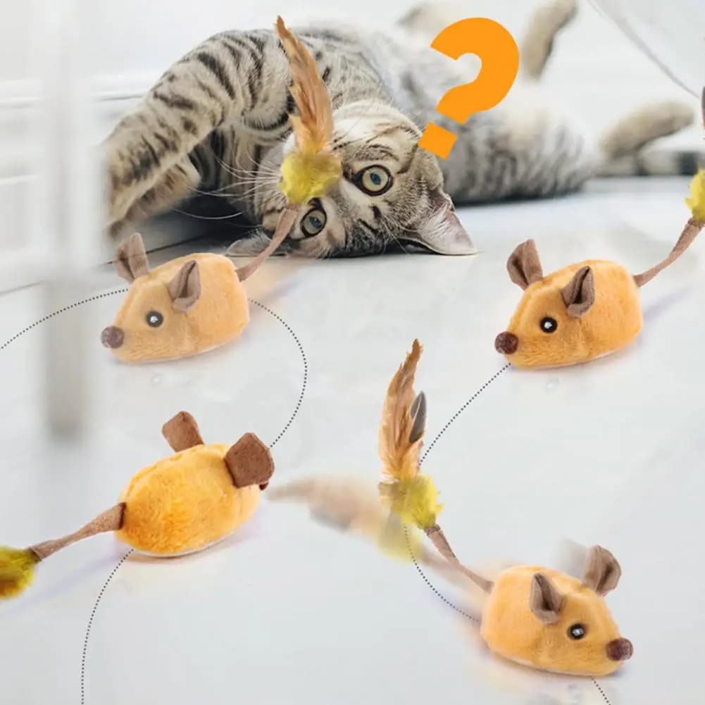 Motion Sensor Cat Toy Exciting Cat Toy Rechargeable Led Cat Toy with Realistic Moving Mouse Feather Tail for Breeds for Indoor