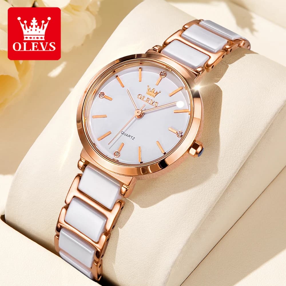OLEVS 5877 Hot Sale Watches for Woman Elegant Rose Gold Case Waterproof Women's Watches Japan Quartz Movement Ladies Wrist Watch