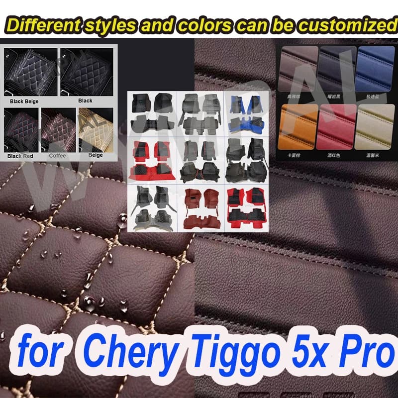 LUSSO Tappetino per auto in pelle artificiale personalizzato per Chery Tiggo 5x Pro 2023 Proteggi l'accessorio interno del tuo veicolo