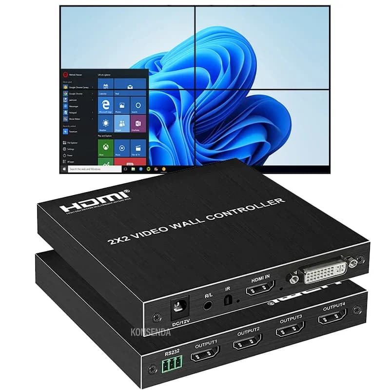 Video wall controller HDMI 2x2 1080P 60Hz HDMI TV Wall Multi-screen Joint 1x2 1x3 1x4 4x1 4 TV Splicer Processor 180' Flip