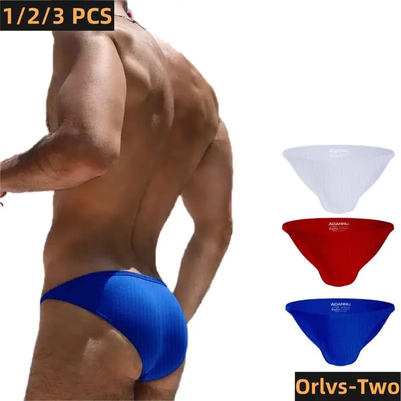 1/2/3 PCS Classic Popular Bikini Briefs Men's Cotton Pit Cloth Underwear Breathable Comfortable Soft Beach Surf Youth Underwear