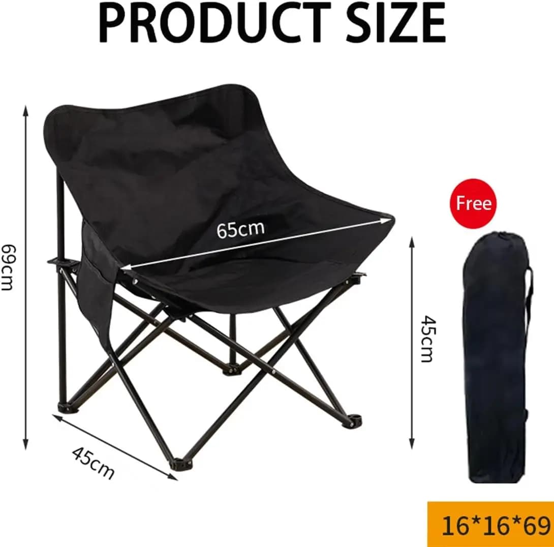 Sedia da campeggio pieghevole ultraleggera, sedia da zaino portatile per pesca, escursionismo, picnic, spiaggia - nera