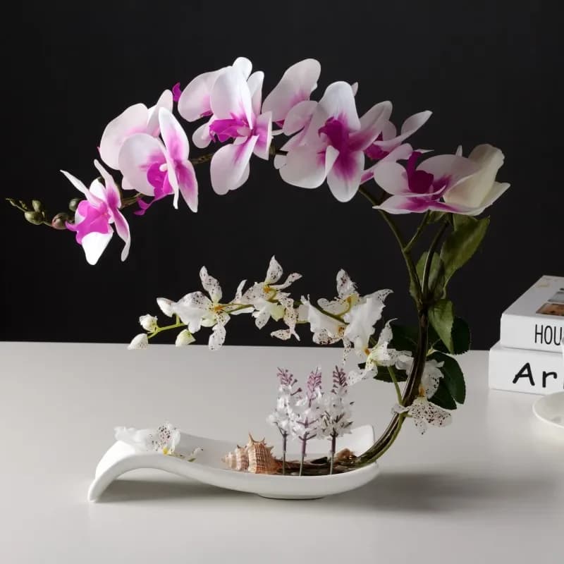 Set di orchidee a farfalla simulate al tatto, fiori artificiali, piante in vaso, fiori decorativi, tavolo da pranzo cinese, casa