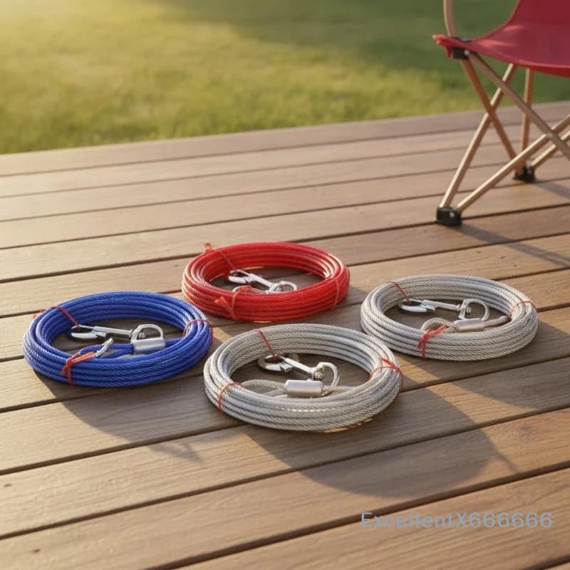 3Meter Chew Resistant Steel Wire Dog Leash With Sturdy Metal Clasp Waterproof Coating For Outdoor Walking Hiking Camping