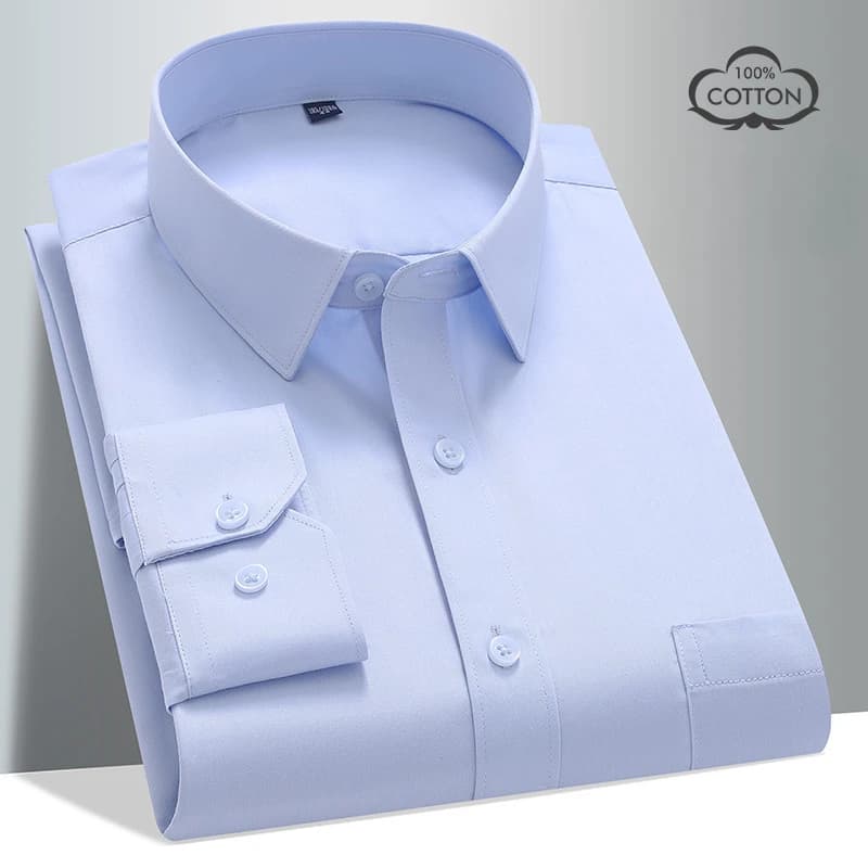 Camicia a maniche lunghe in cotone 100 morbido e accogliente da ufficio 8XL per uomo Camicie da lavoro Camicia da uomo casual a maniche lunghe bianca nera blu