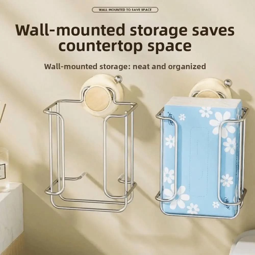 Wall-mounted Suction Cup Toilet Paper Rack Punch-Free Waterproof Wet Tissue Holder Space Saving Suction Cup