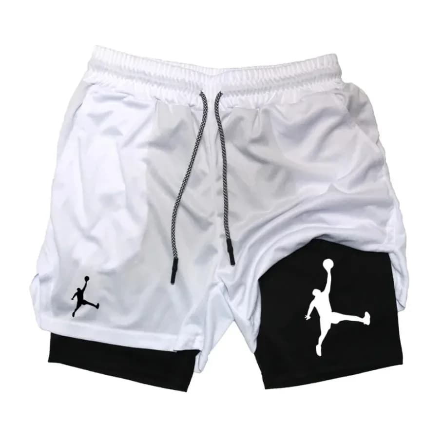 2025 Men's gym shorts with quick and breathable drying, jogging two shorts in one fashionable, casual summer sports shorts