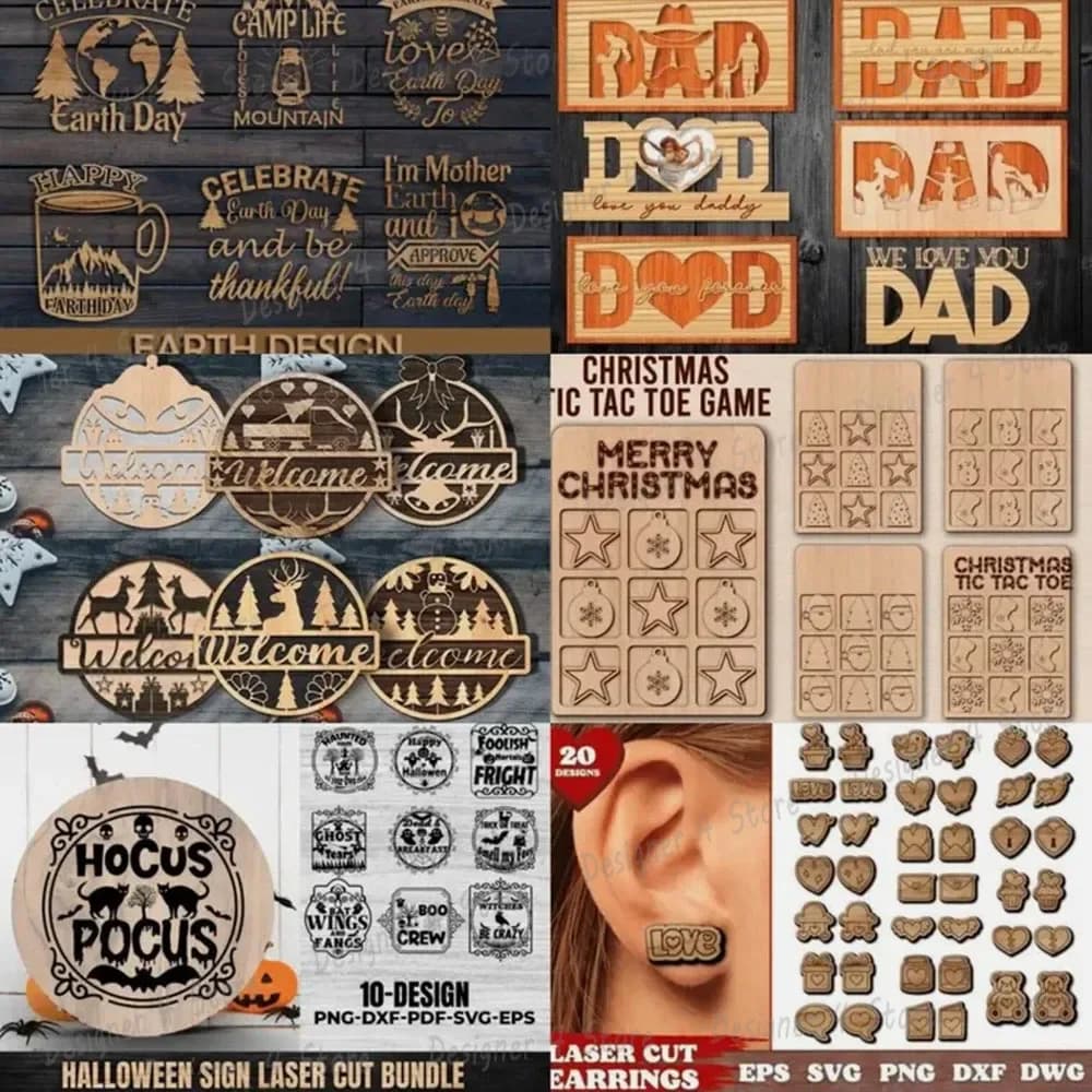 2000 + pz Incisione Laser Cut SVG DXF Formato EPS Mega Bundle Decorazione File d'arte File CNC Disegni vettori multistrato