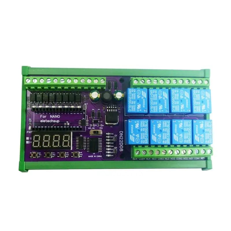 8CH DC 12V 24V Multifunction Ritardo Timer Switch Card RS485 PLC IO Expansion Module For Arduino NANO V3.0