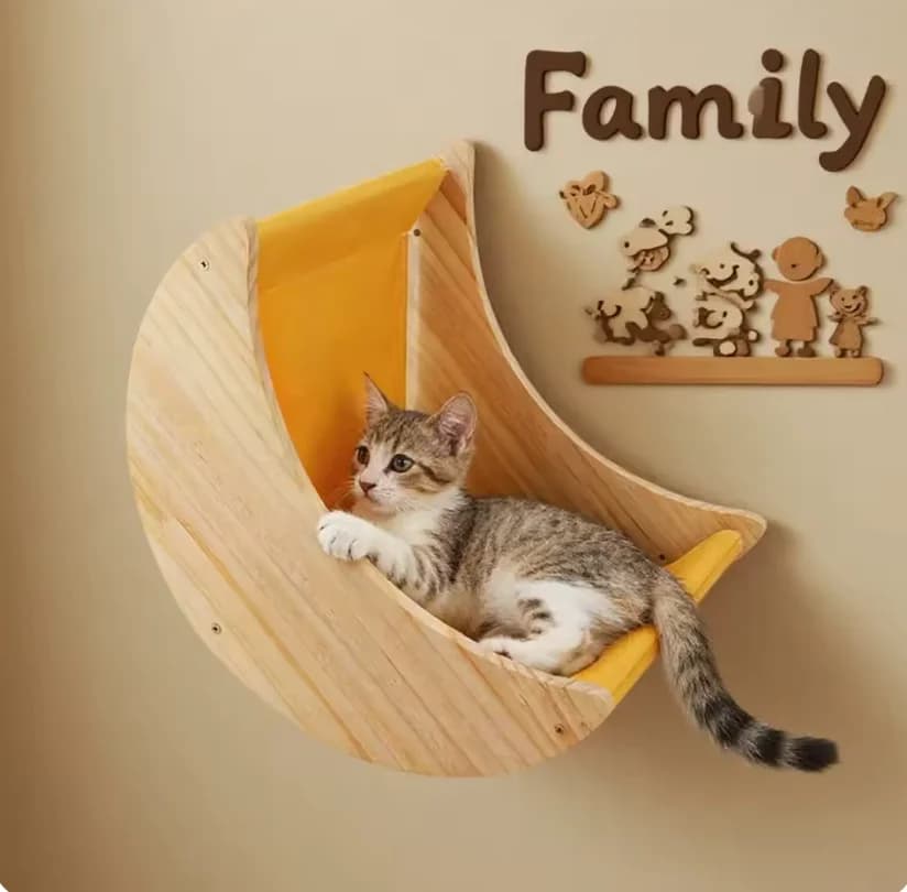 Cat Sky Park - Piattaforma da Parete per Gatti con Tiragraffi in Sisal, Ponte Sospeso e Cuccia Morbida con Gradino