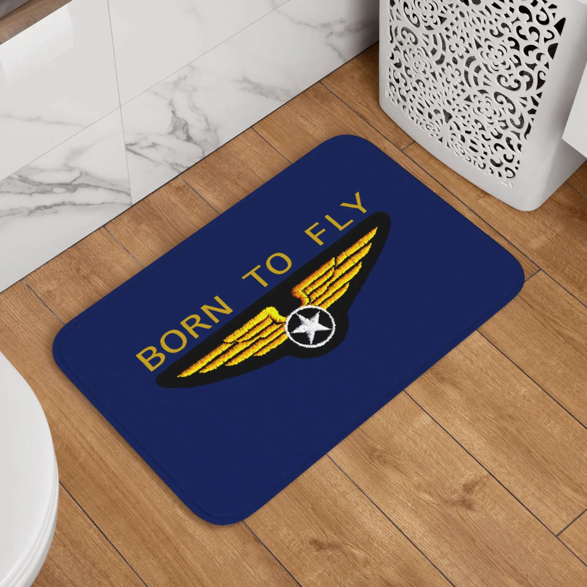 Tappetino personalizzato Born To Fly Flight Pilot, tappetino antiscivolo per bagno, cucina, soggiorno, porta, pavimento, ingresso, tappeto