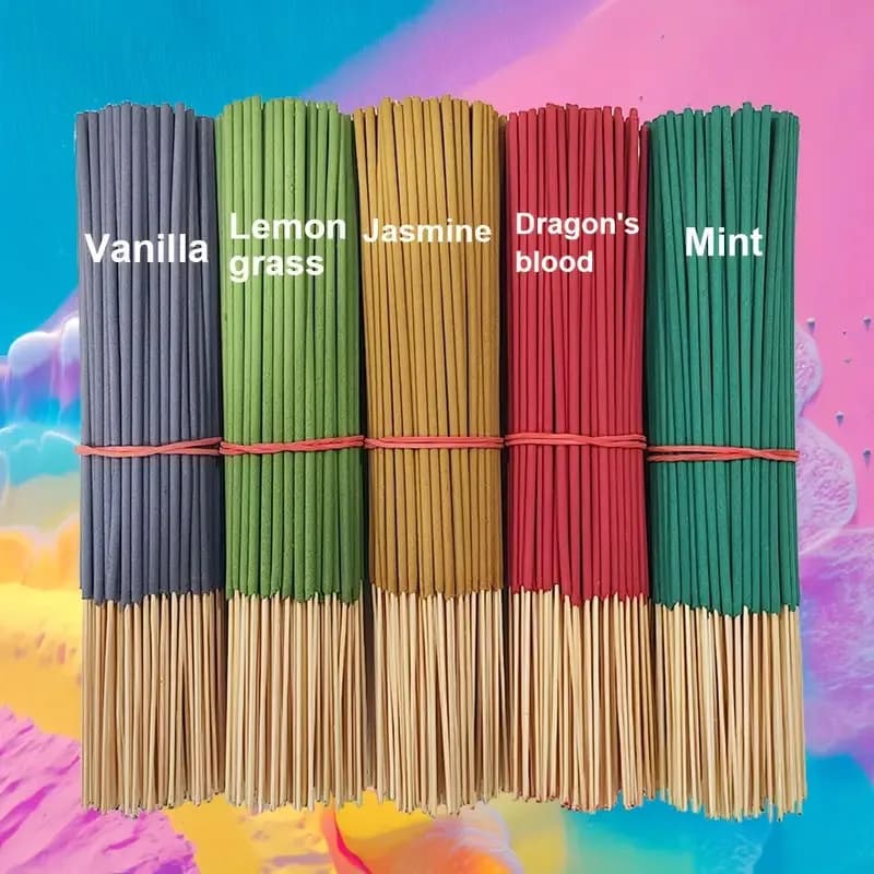 100/250 pieces, 22,0 cm, long lasting fragrance, 5 aromas: vanilla, citronella, jasmine, dragon blood, mint, suitable for home decoration, hotel, camping, yoga and meditation