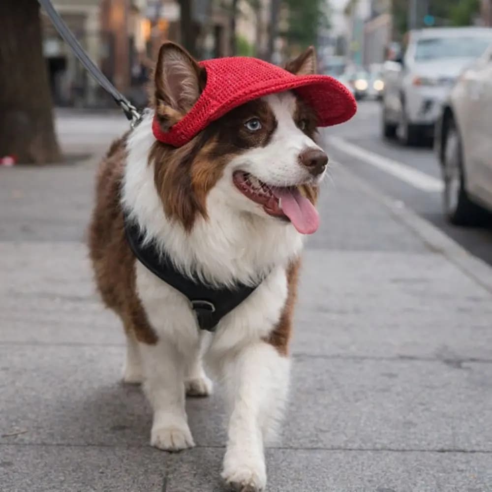 Cappello Parasole Traspirante per Animali Domestici Stile Casual con Fori per le Orecchie, Visiera Protettiva per Cani, Cappellino da Baseball Regolabile per Animali Domestici, Costume per Animali Domestici
