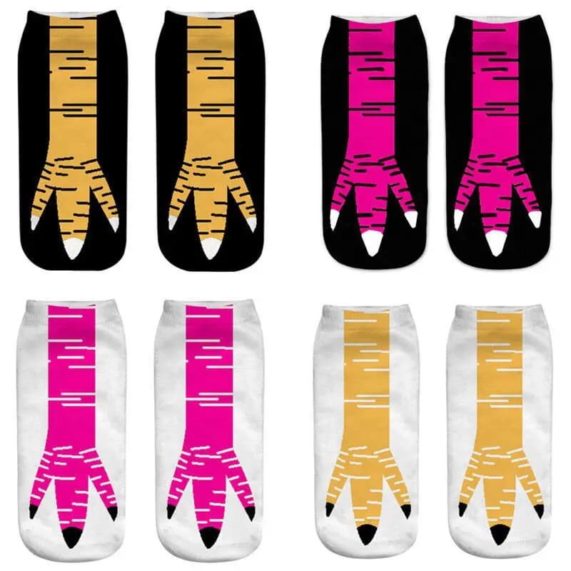 1/4 Pairs Printed Chicken Paw Animal Paw Simulation Socks for Men and Women Fashionable and Personalized Niche Short Socks 24cm