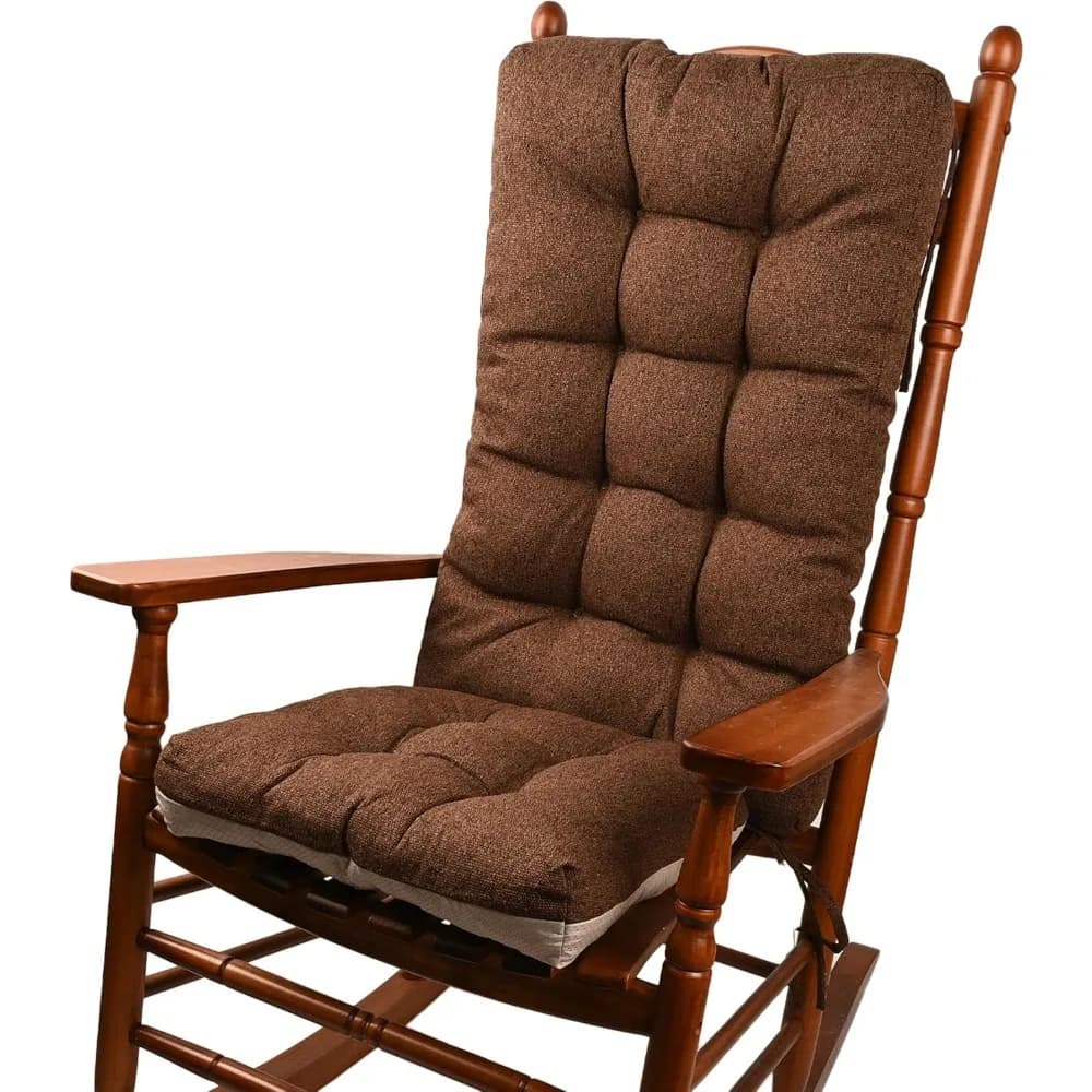 18 in jumbo rocking chair cushions with ties,non-slip durable linen pads thick padding and tufted design for living room rocker