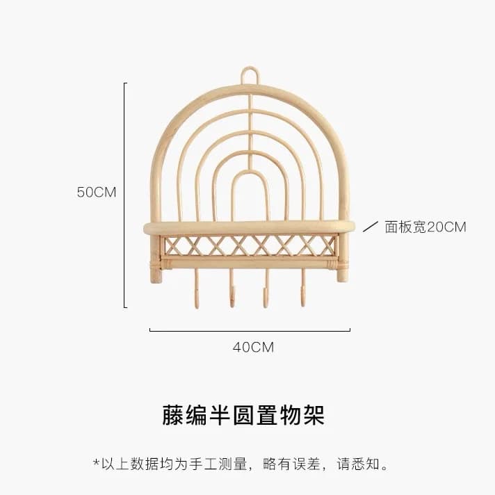 Handmade Indonesian Rattan Wall Hook, Vintage Long Strip Clothes Hanger for Photo Props